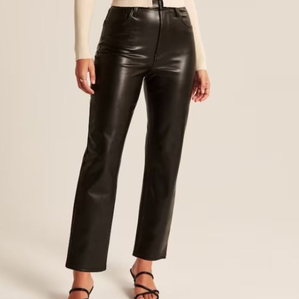 Curve Love Vegan Leather Ankle Straight Pant